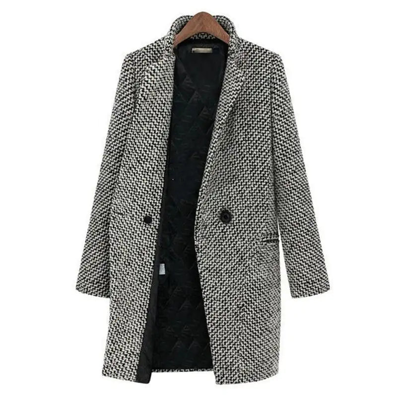 Cheska – Palton de Damă Lung Elegant din Lână pentru Iarnă