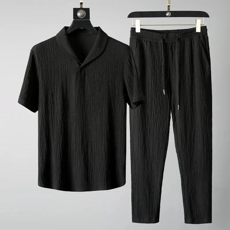 Set de Cămașă Clasică și Pantaloni pentru Bărbați - Modă Business Casual pentru Vara 2025