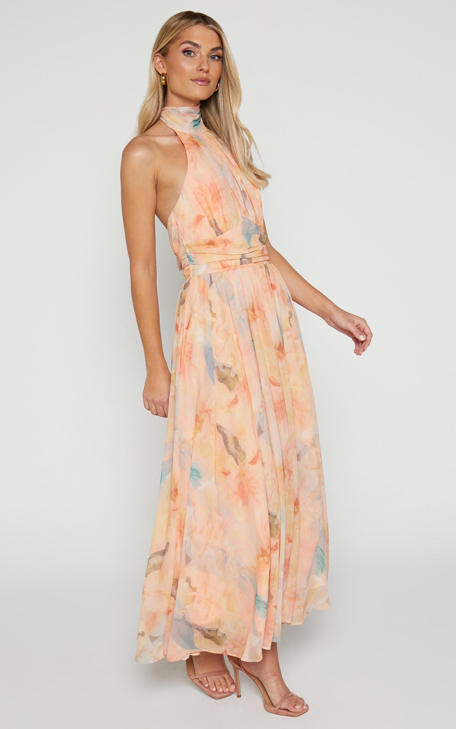 Joli™ | Rochie Maxi cu Decolteu și Design Acquerel