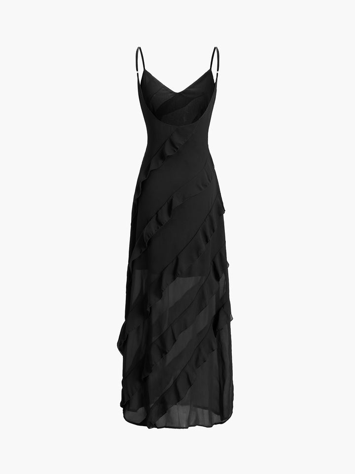 Sira – Rochie Elegantă cu Volane din Chiffon, Feminină, Pentru Ocazii Speciale