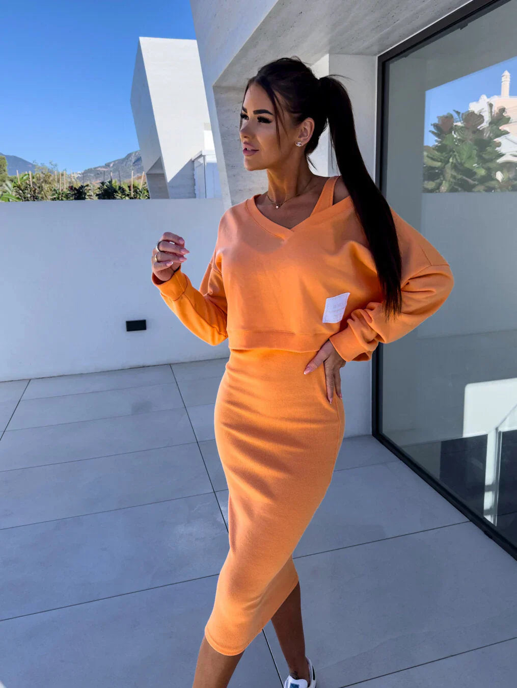 Lana - Set casual cu hanorac și rochie