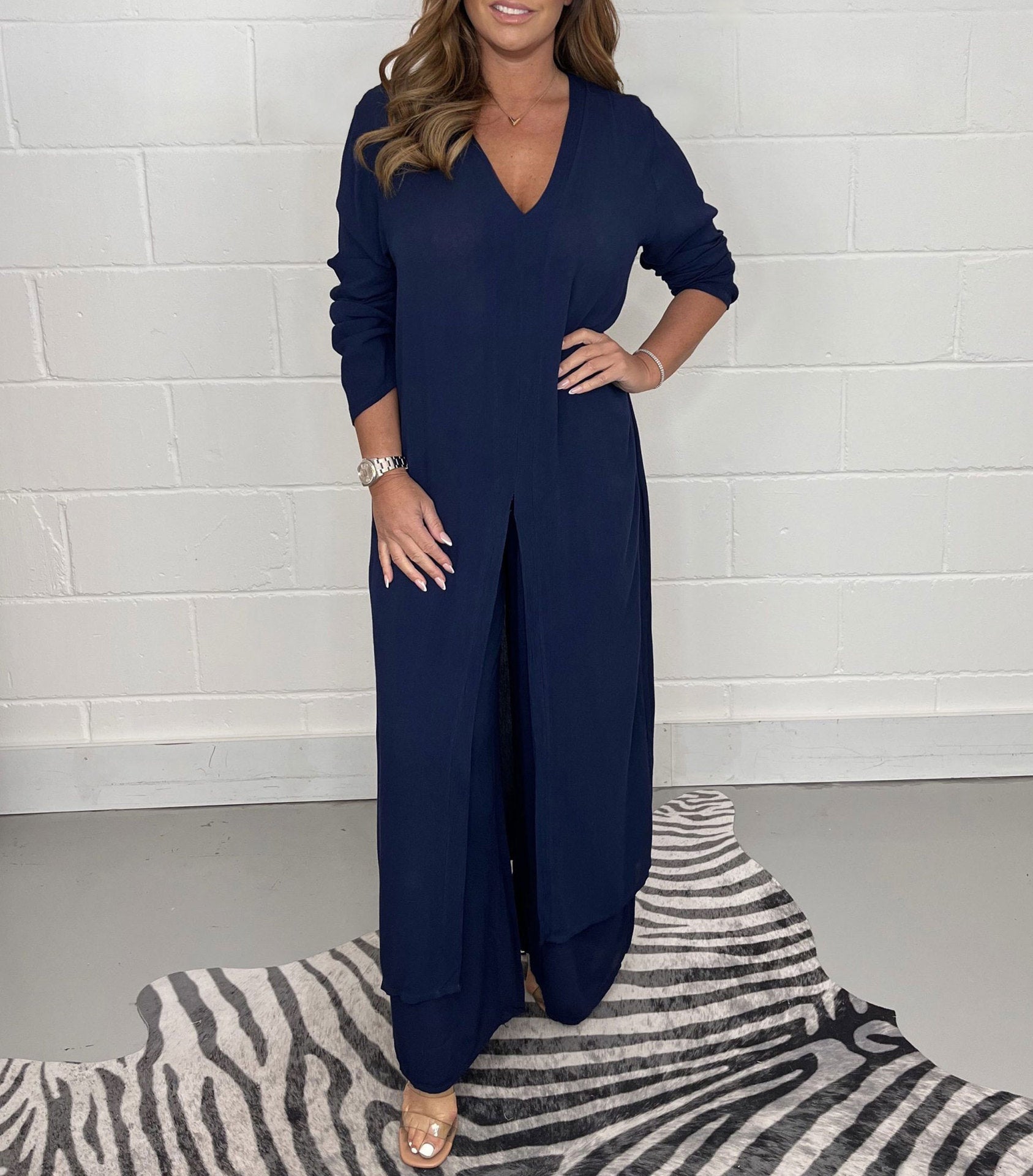 Johanna – Set Damă Elegant Fluid în Două Piese cu Top și Pantaloni Largi