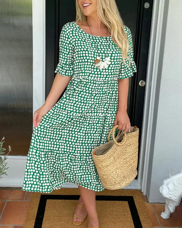 Maria™ - Rochie Midi cu Mâneci Volan
