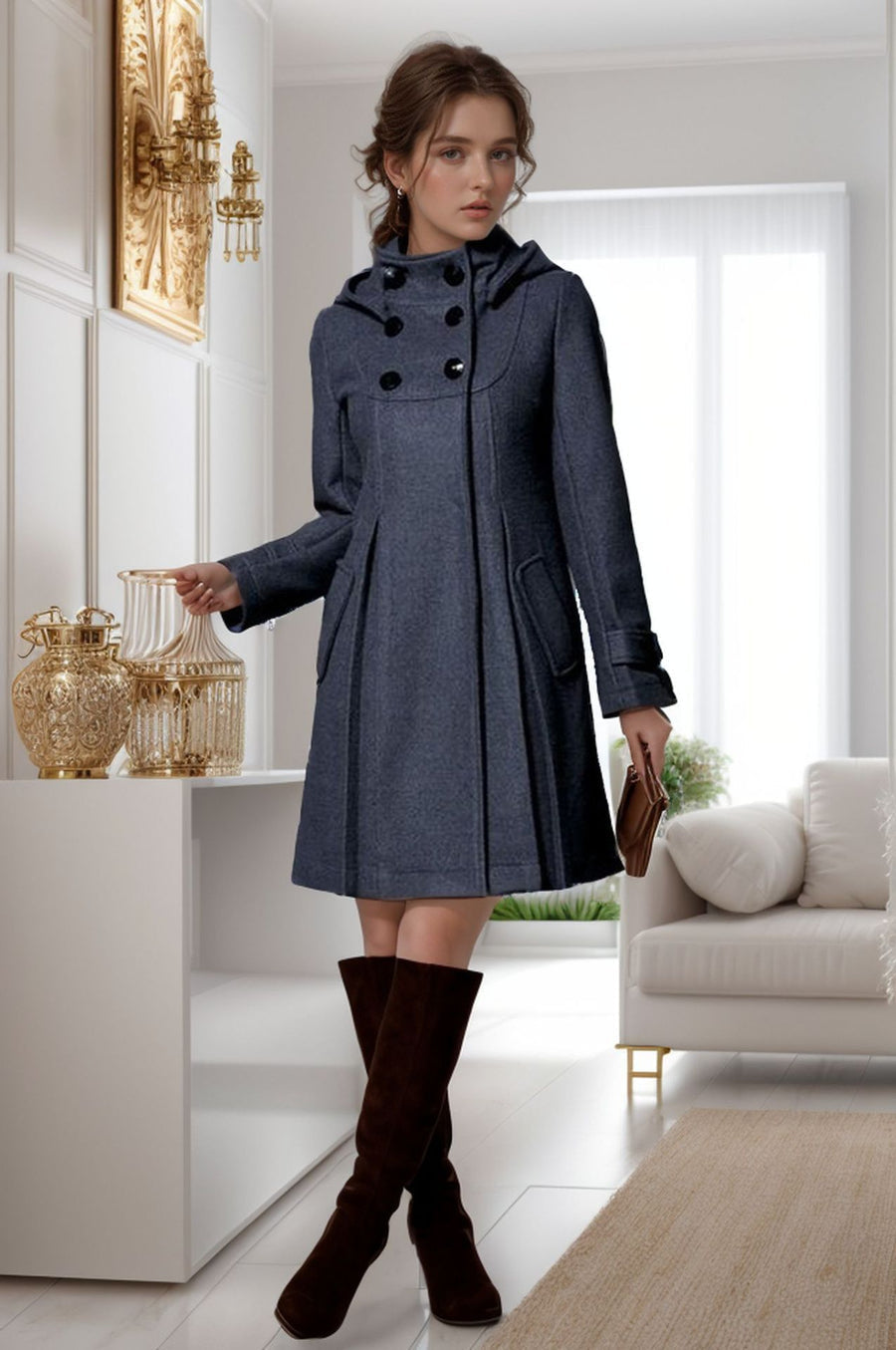 Claire – Palton Elegant de Damă cu Croi Lejer din Bumbac și Poliester