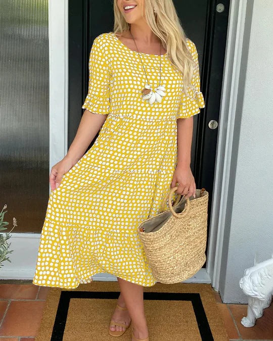 Maria™ - Rochie Midi cu Mâneci Volan