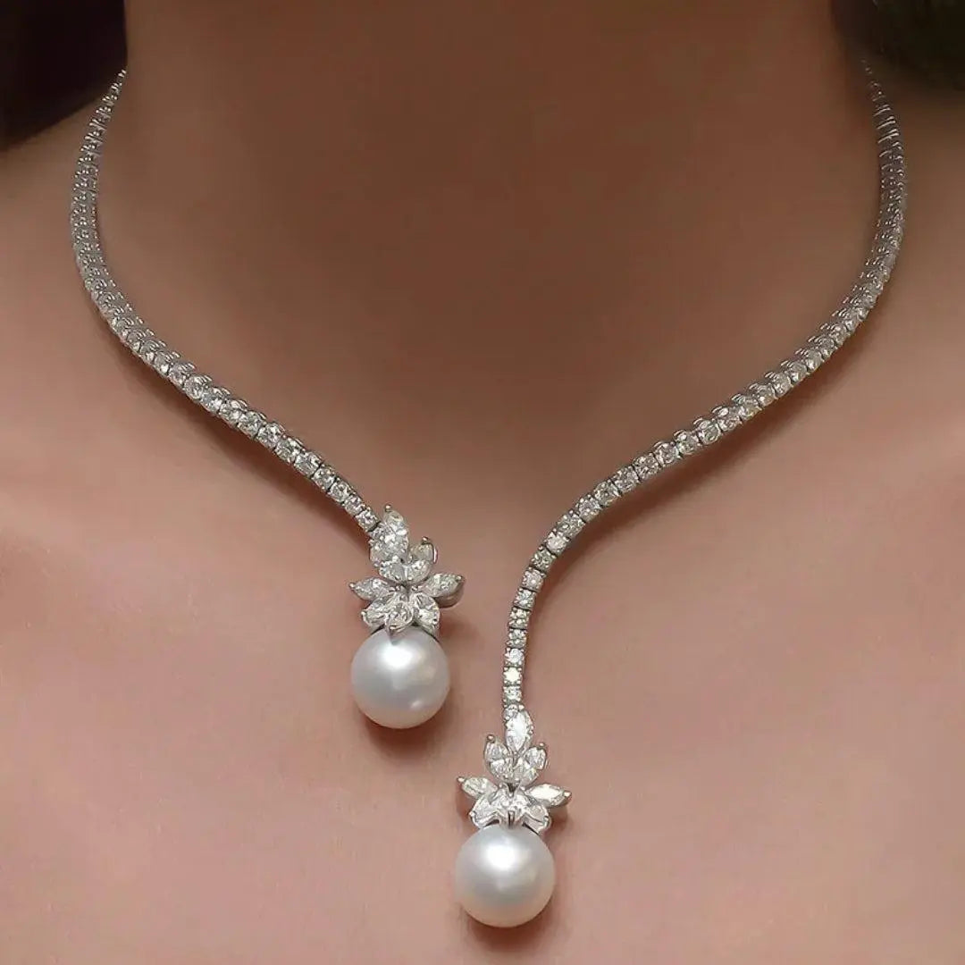 Colier elegant și strălucitor cu perle din argint sterling