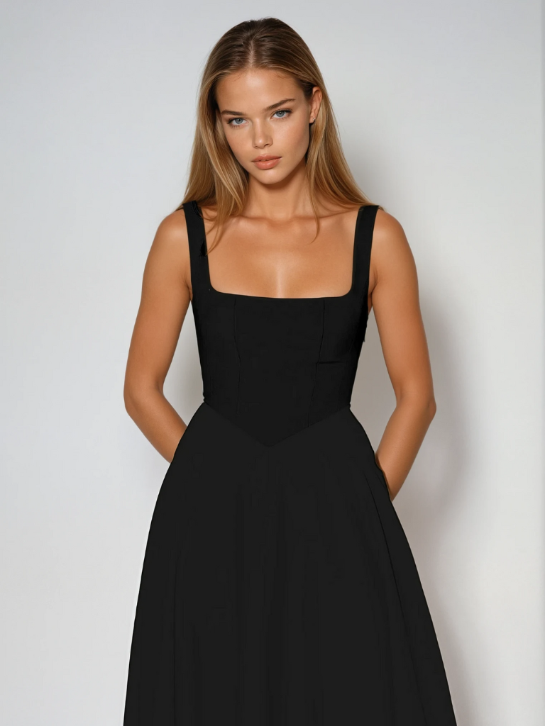 Trinity - Rochie Midi A-Line Elegantă fără Mâneci