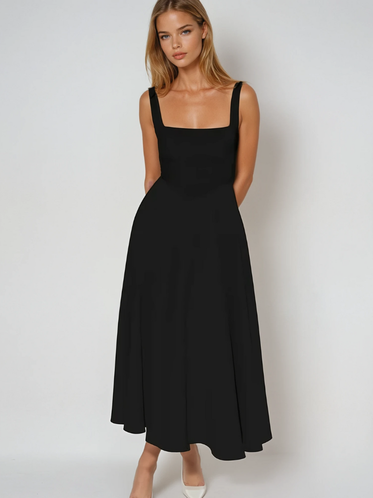 Trinity - Rochie Midi A-Line Elegantă fără Mâneci