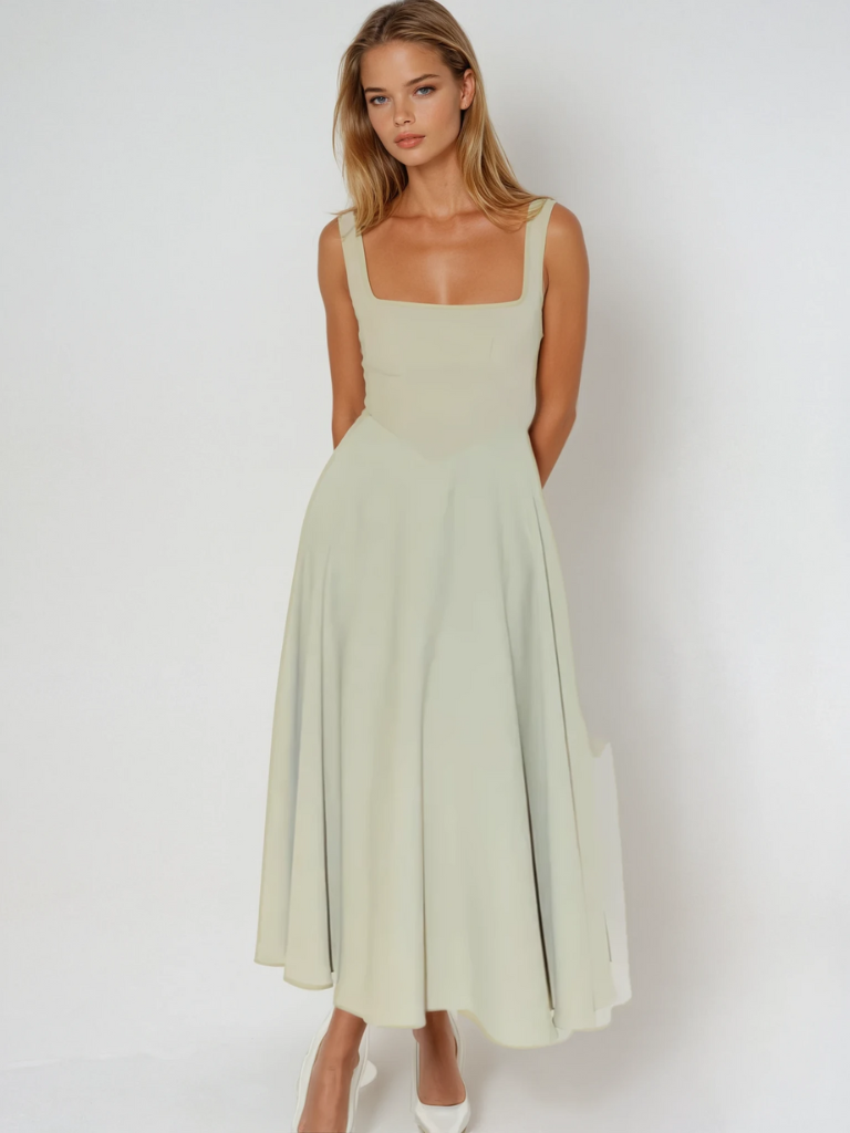 Trinity - Rochie Midi A-Line Elegantă fără Mâneci