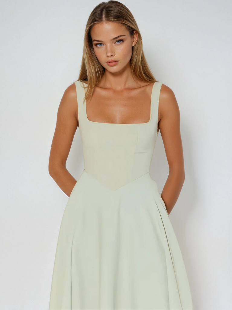 Trinity - Rochie Midi A-Line Elegantă fără Mâneci
