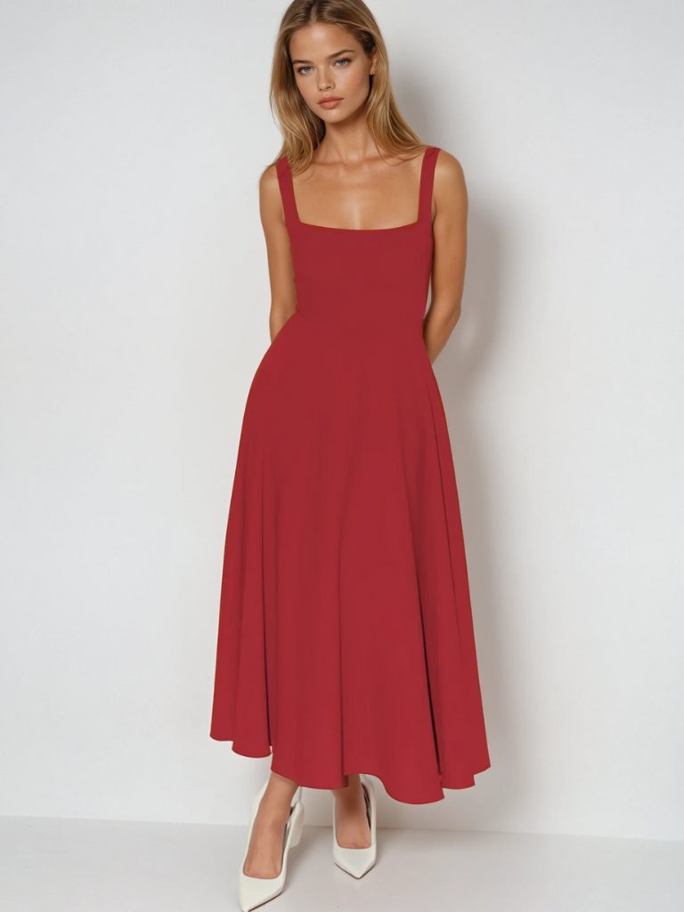 Trinity - Rochie Midi A-Line Elegantă fără Mâneci