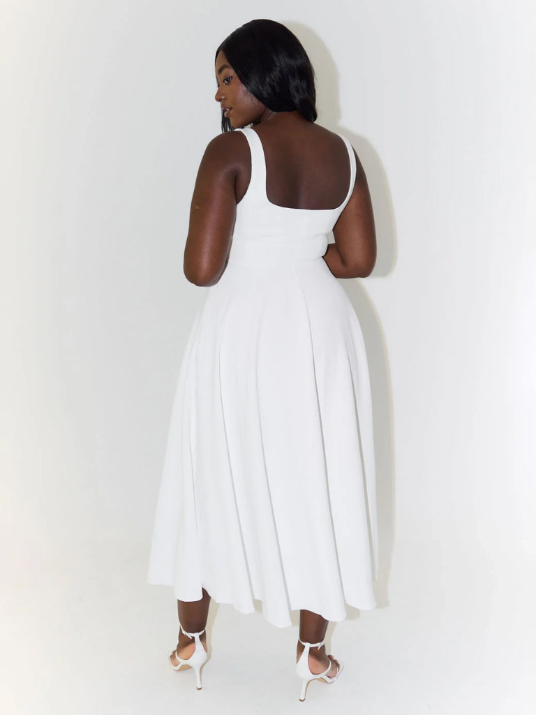 Trinity - Rochie Midi A-Line Elegantă fără Mâneci