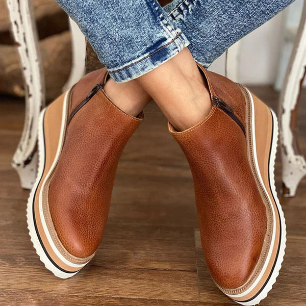 ZOE – Botine Casual de Damă cu Platformă din Piele Vegană