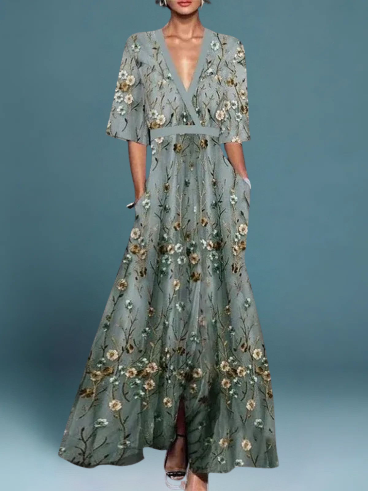 Lorelei™ | Rochie maxi brodată cu model floral