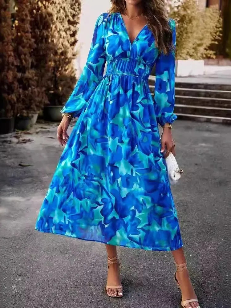 Marike – Rochie de Damă Midi Elegantă cu Imprimeu Abstract