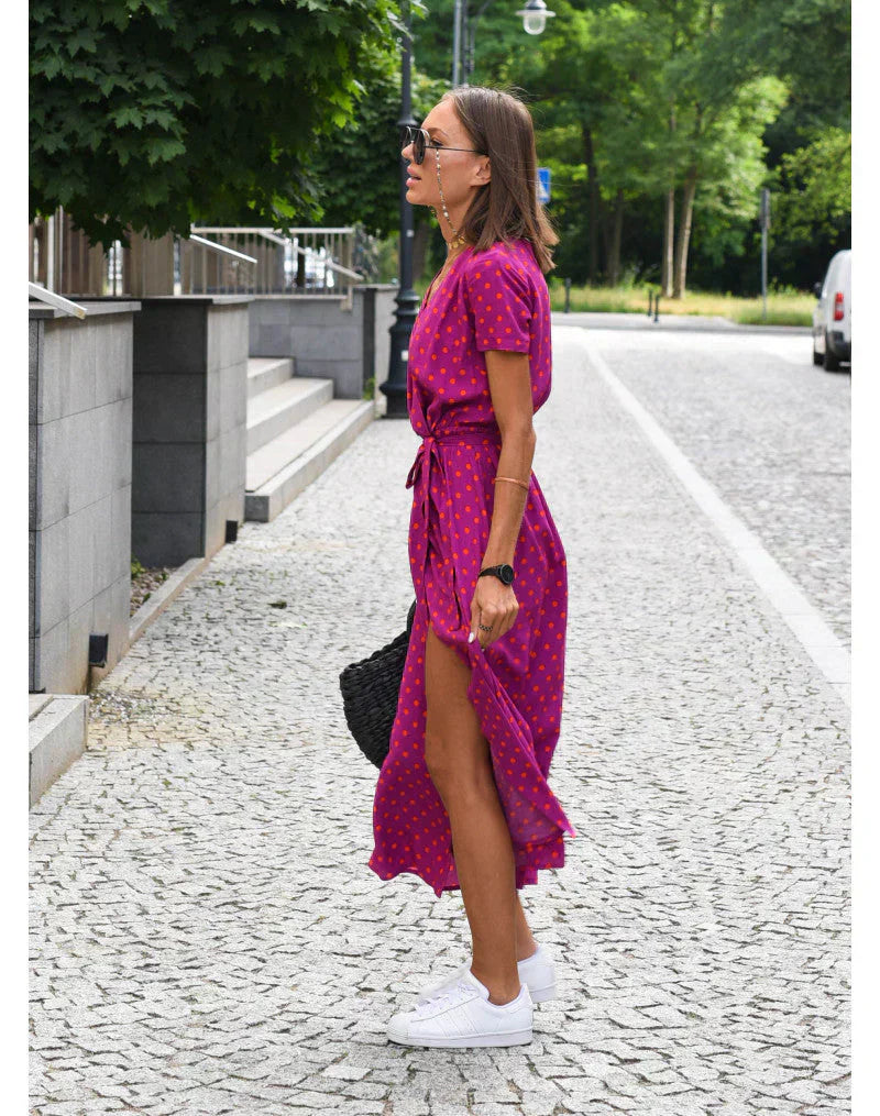 Agnieska – Rochie de Damă Elegantă Midi cu Decolteu în V