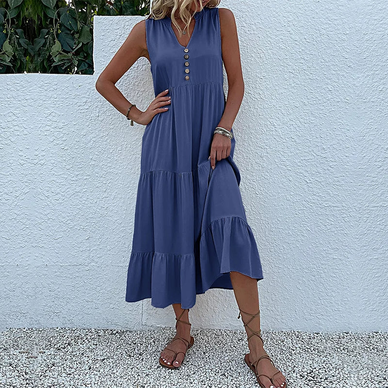 Alma – Rochie Maxi Damă Lejeră și Elegantă cu Decolteu în V