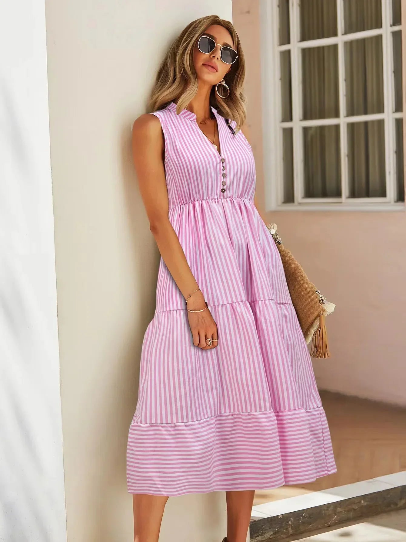 Solstråle – Rochie de Vară Midi Elegantă și Lejeră