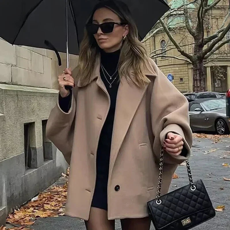 VESPER – Mantou de Damă Elegant Lung Oversized din Țesătură Călduroasă