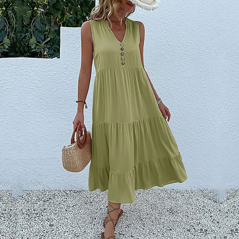 Alma – Rochie Maxi Damă Lejeră și Elegantă cu Decolteu în V