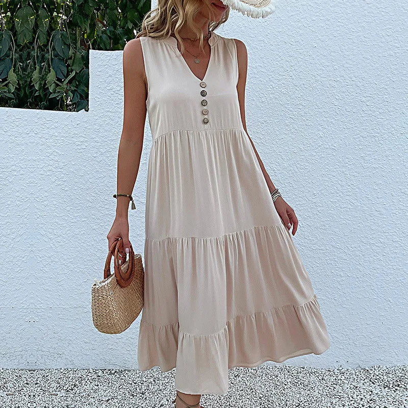 Alma – Rochie Maxi Damă Lejeră și Elegantă cu Decolteu în V