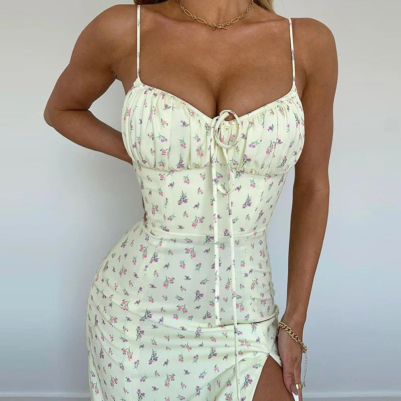 Rochie Bodycon Lungă cu Flori Elegante