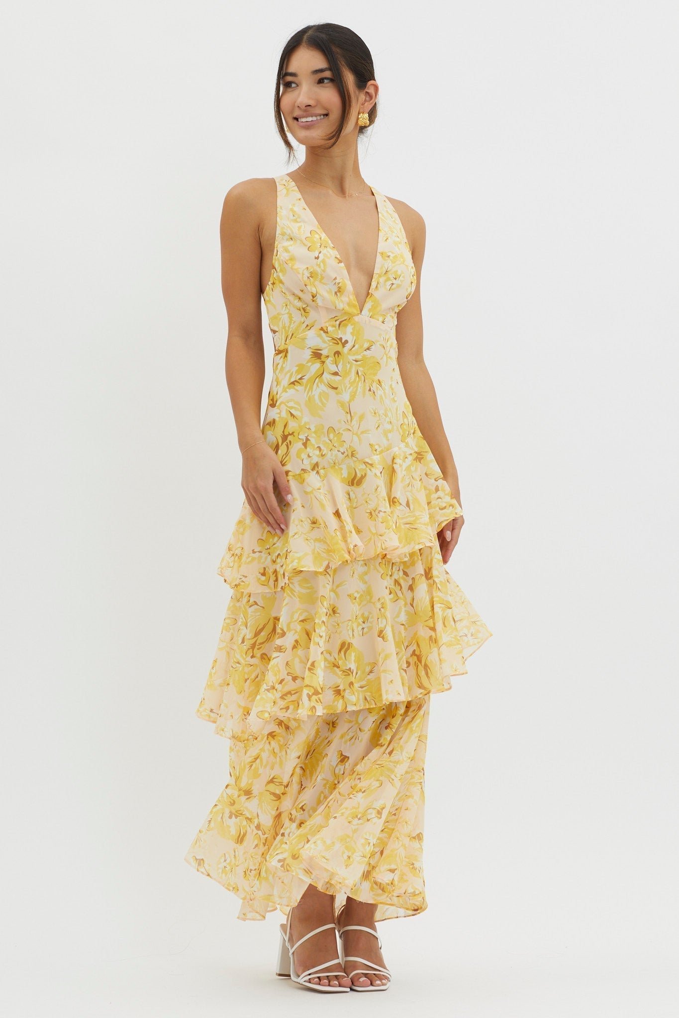 Faye – Rochie de Damă Midi Elegantă Bloom cu Volane