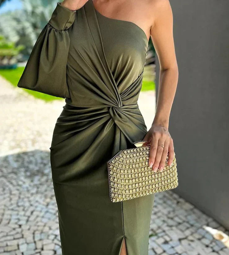 Alisa – Rochie de Damă Elegantă Lungă cu Umăr Asimetric