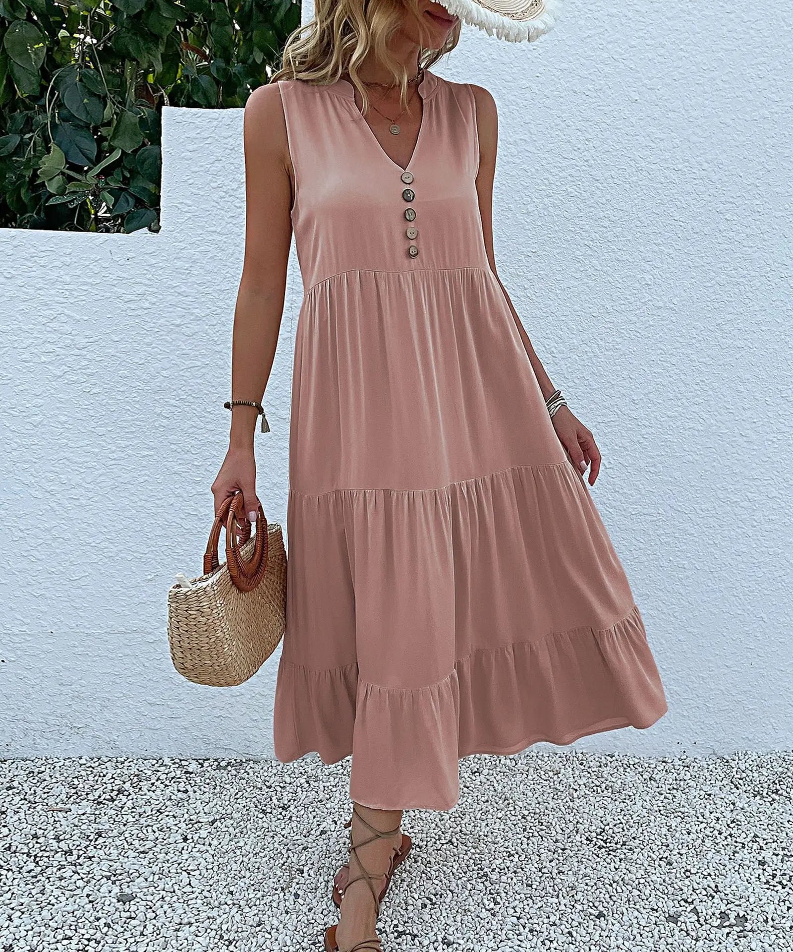 Alma – Rochie Maxi Damă Lejeră și Elegantă cu Decolteu în V