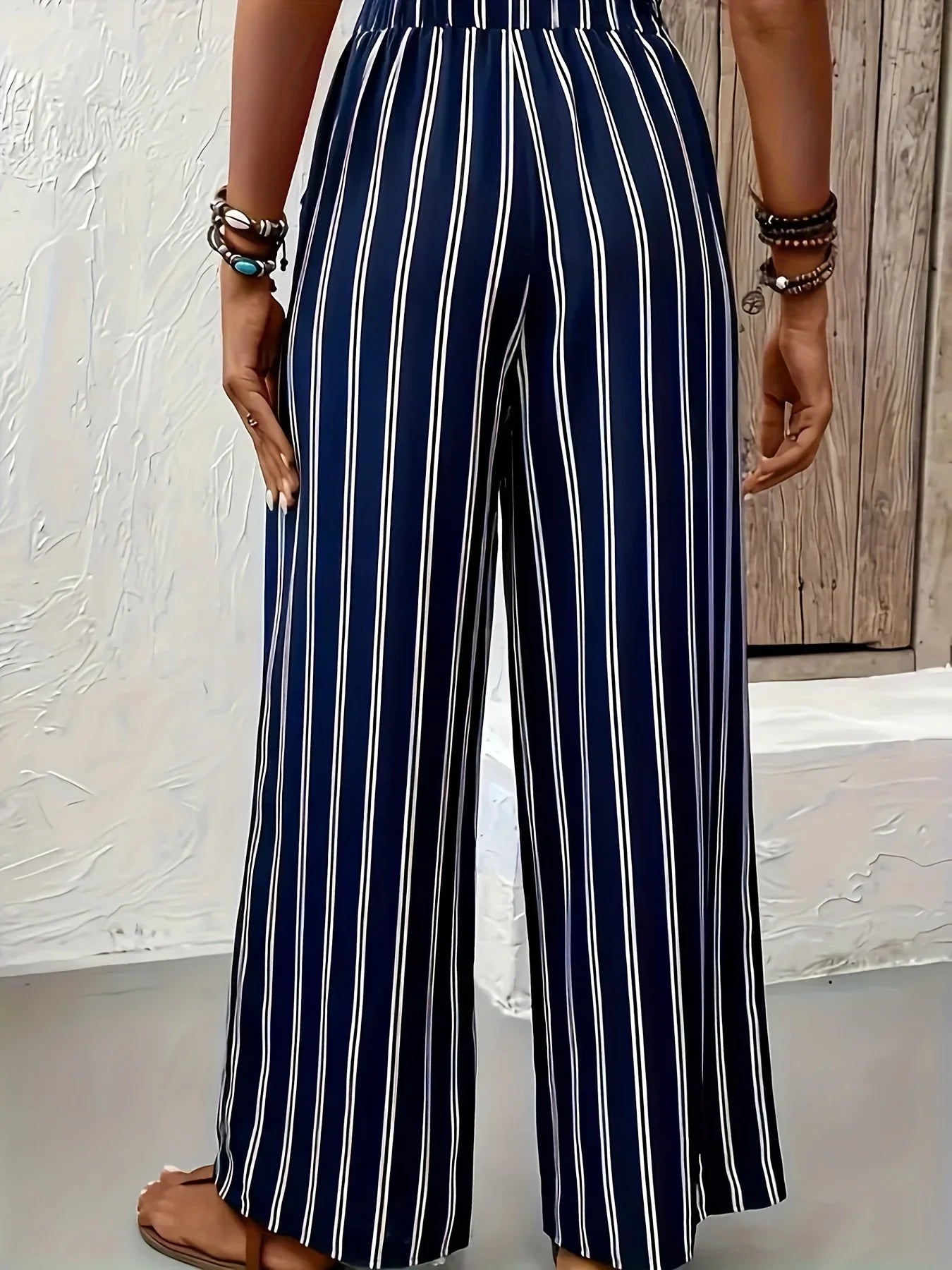 Abby | Pantaloni Eleganți cu Dungi și Croi Larg