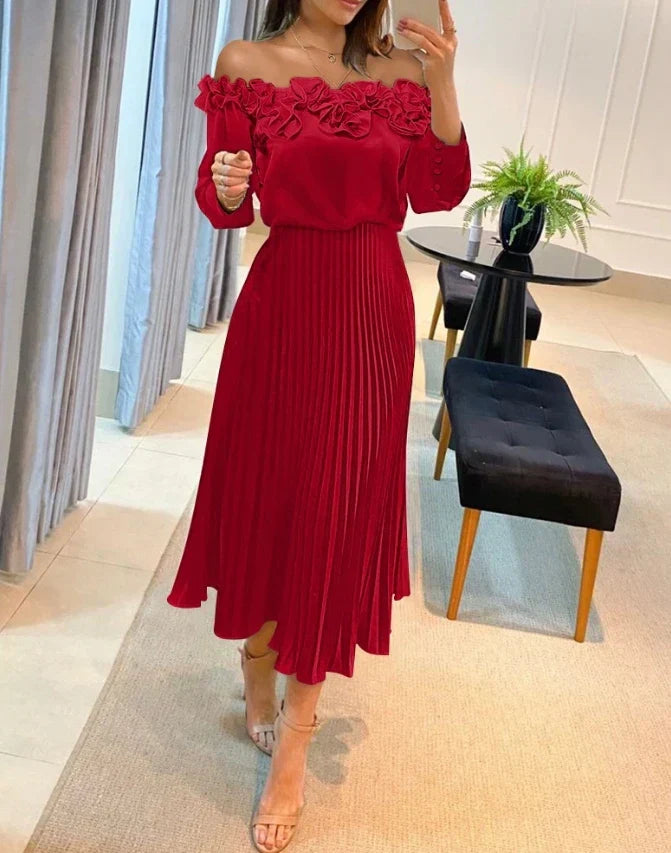 Carina | Rochie Maxi Ușor de Purta cu Umeri Decuți