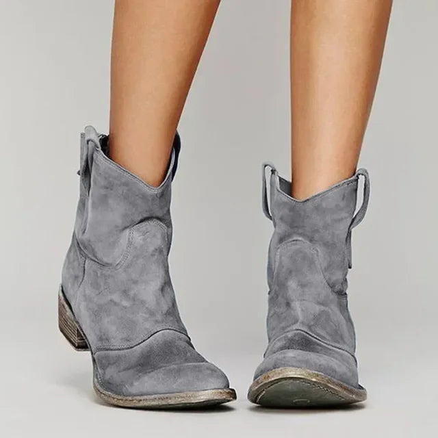 Phoebe – Bocanci de Damă Cowboy Ankle Vintage cu Toc Bloc
