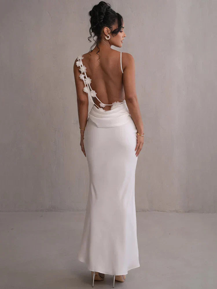 Romina – Rochie Maxi Florală Eleganta Fără Spate