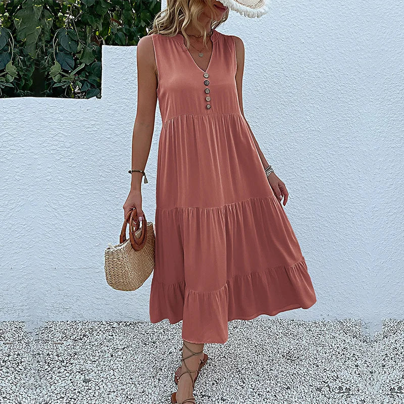 Alma – Rochie Maxi Damă Lejeră și Elegantă cu Decolteu în V