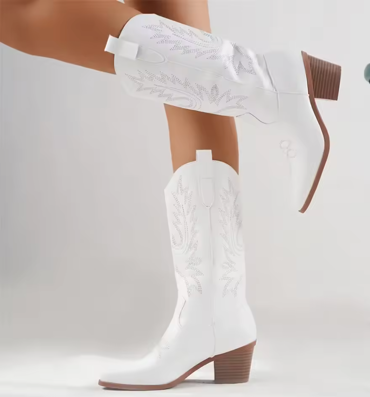 Missie – Botine de Damă Western din Piele cu Toc Lat