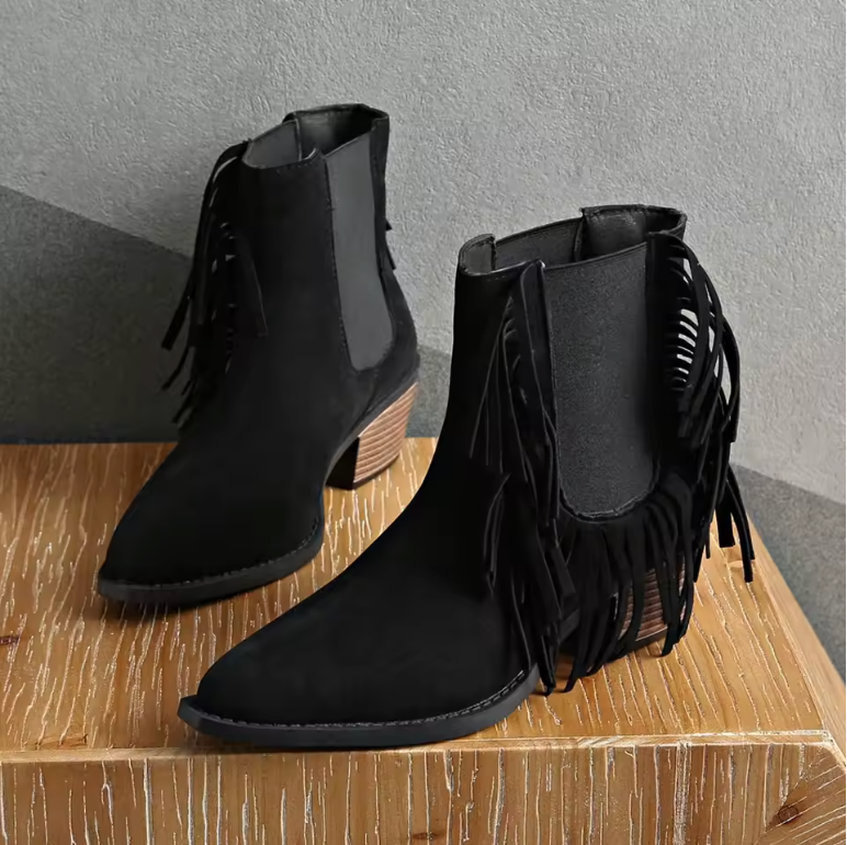 Tigra – Botine de Damă cu Franjuri și Print Tigru