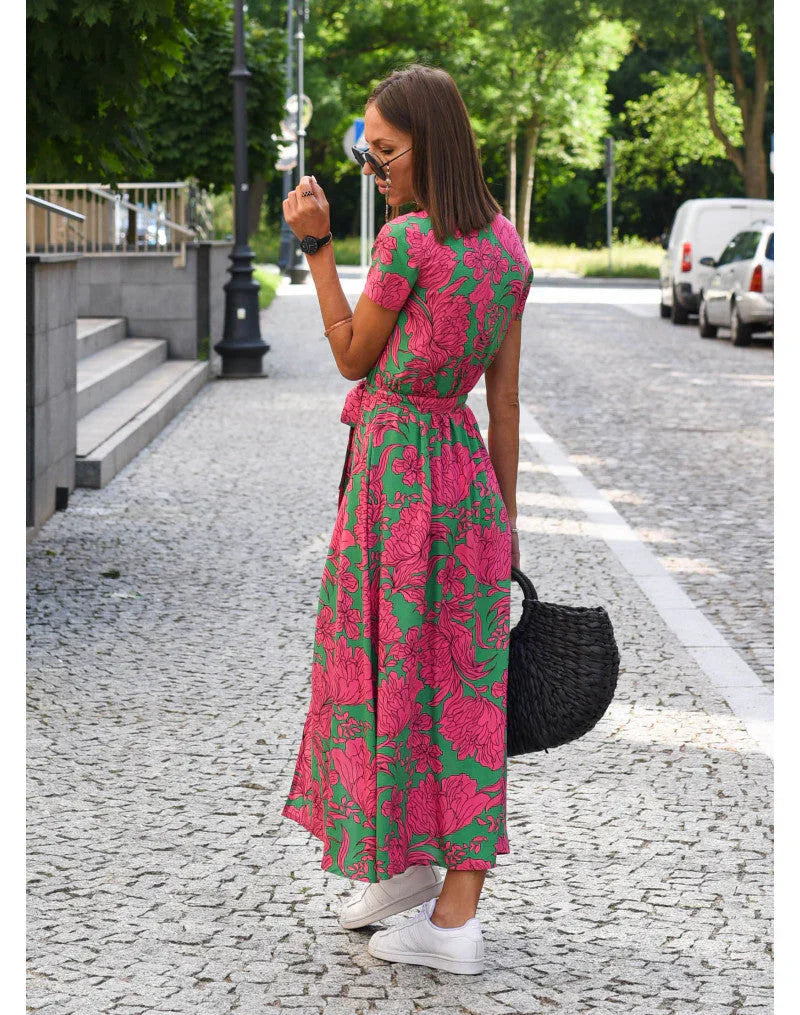 Agnieska – Rochie de Damă Elegantă Midi cu Decolteu în V