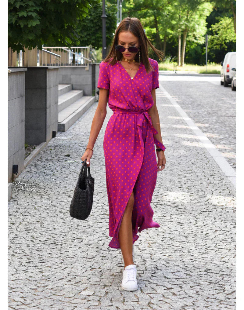 Agnieska – Rochie de Damă Elegantă Midi cu Decolteu în V