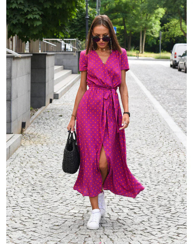 Agnieska – Rochie de Damă Elegantă Midi cu Decolteu în V