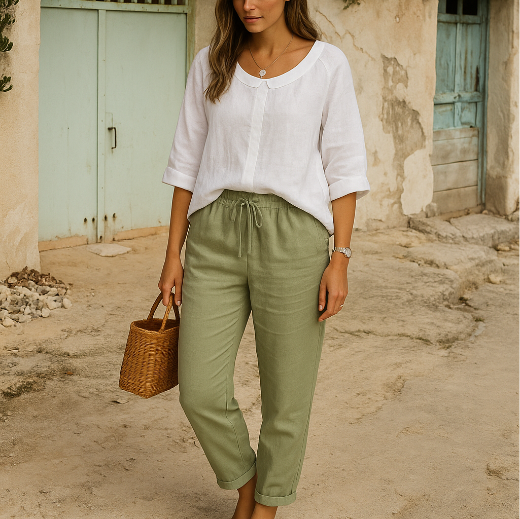 Eloise | Pantaloni de Vară din In" can be rewritten as "Eloise | Pantaloni Lejeri de Vară din In