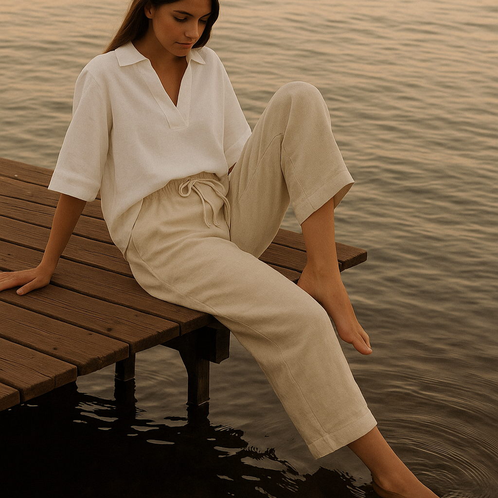 Eloise | Pantaloni de Vară din In" can be rewritten as "Eloise | Pantaloni Lejeri de Vară din In