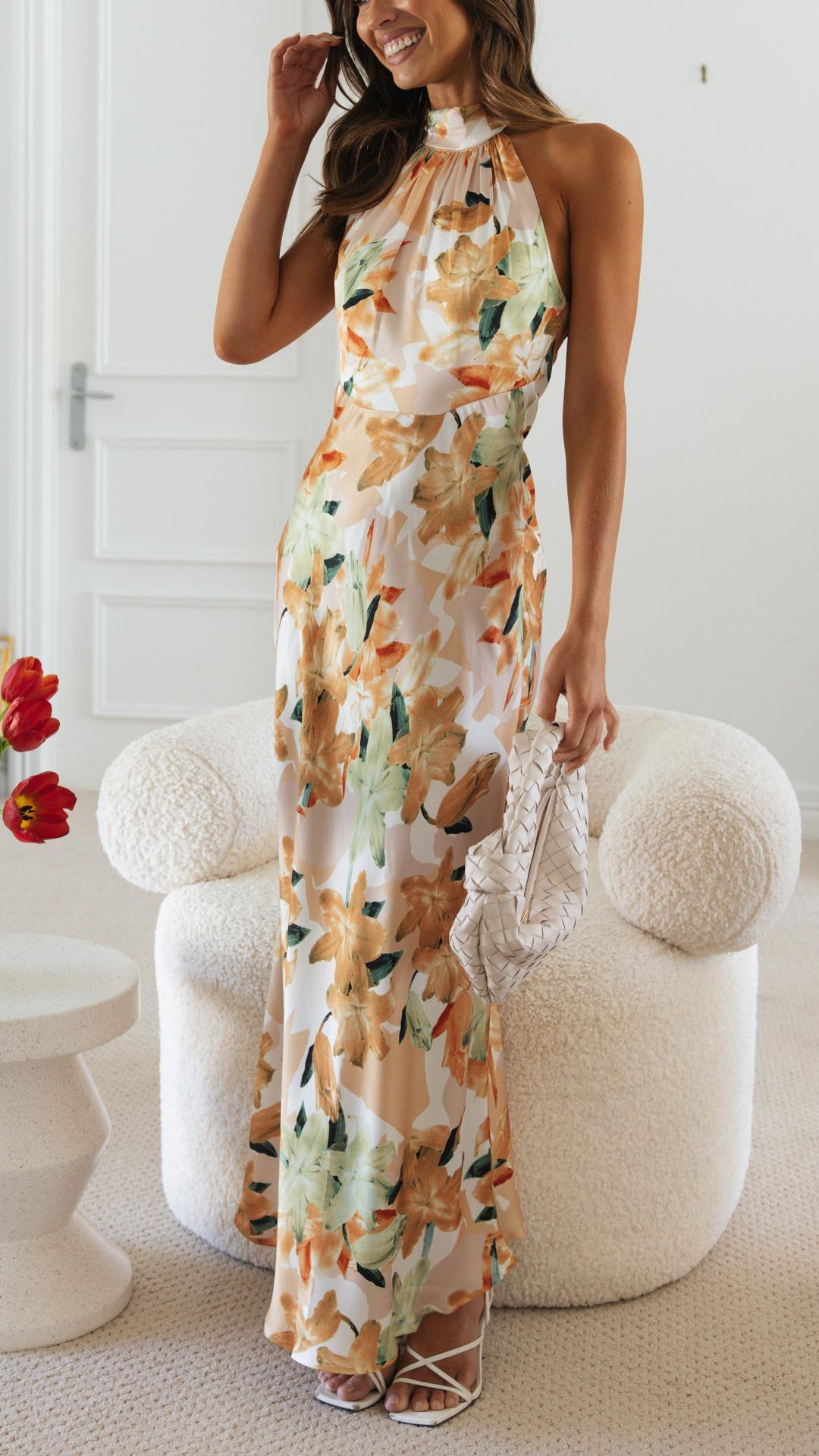 Shannon | Rochie Maxi Florală cu Guler Halter