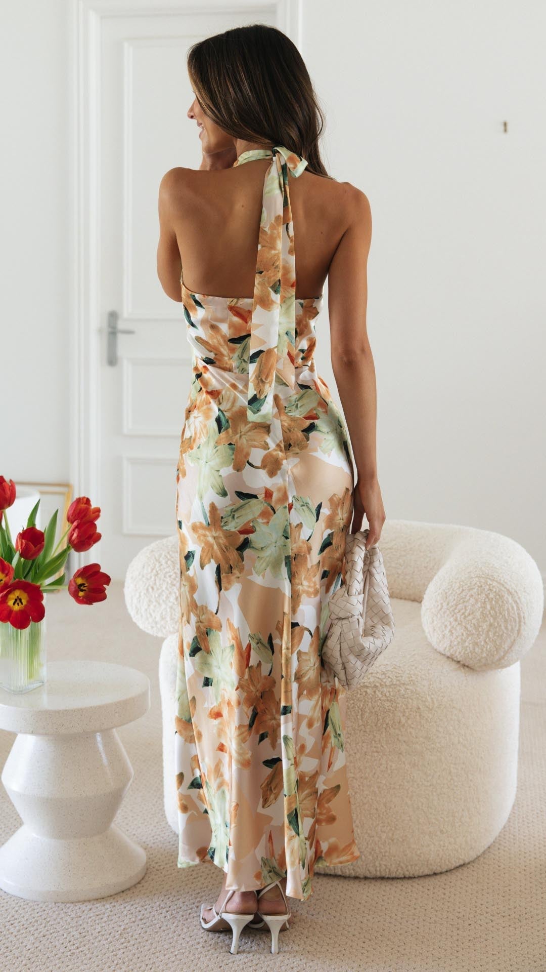 Shannon | Rochie Maxi Florală cu Guler Halter