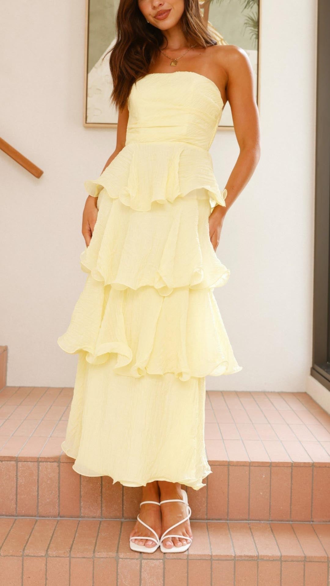 Kate | Rochie Maxi cu Volane în Straturi