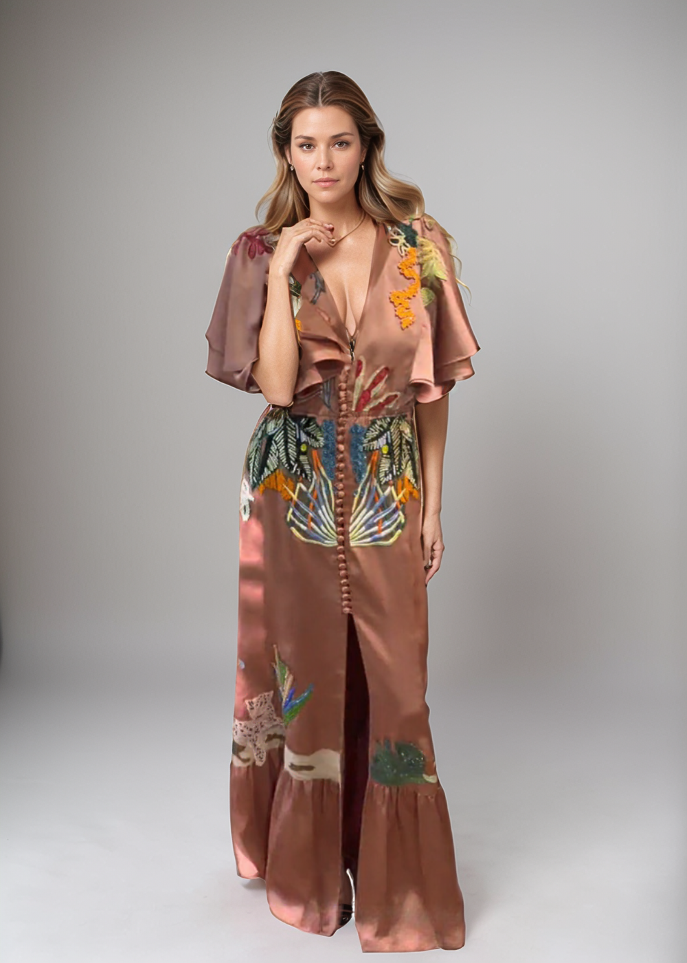 Zoe™ | Rochie maxi boho brodată