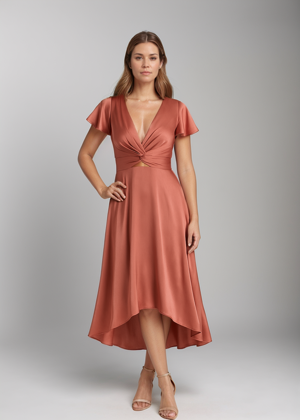 Elina™ | Rochie midi cu detaliu sub formă de nod