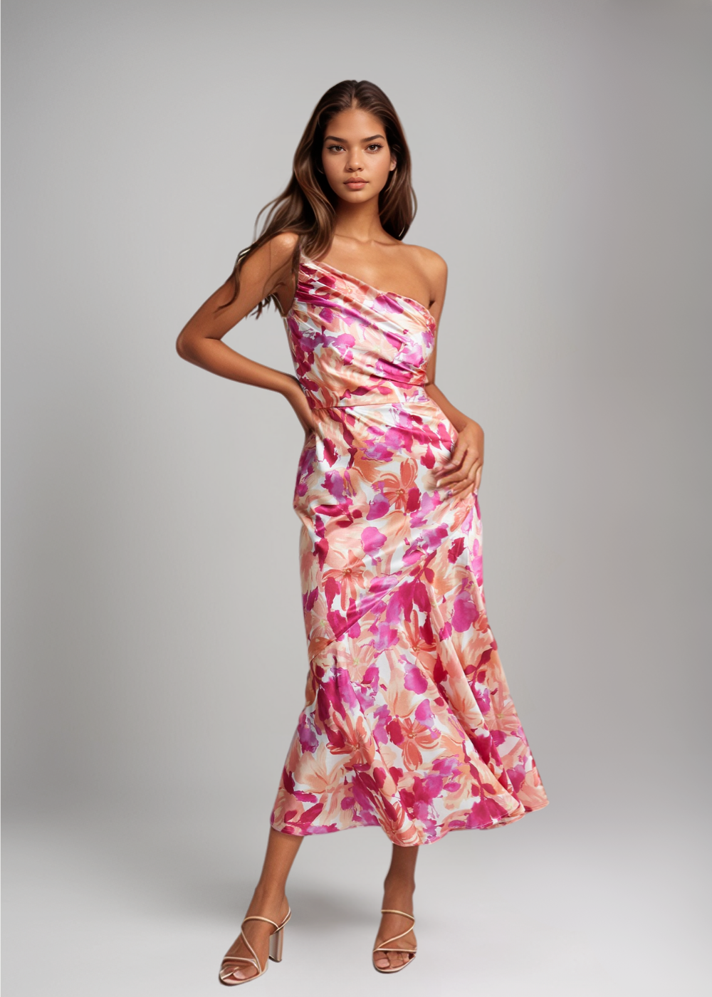Viktoria™ | Rochie maxi asimetrică cu model floral