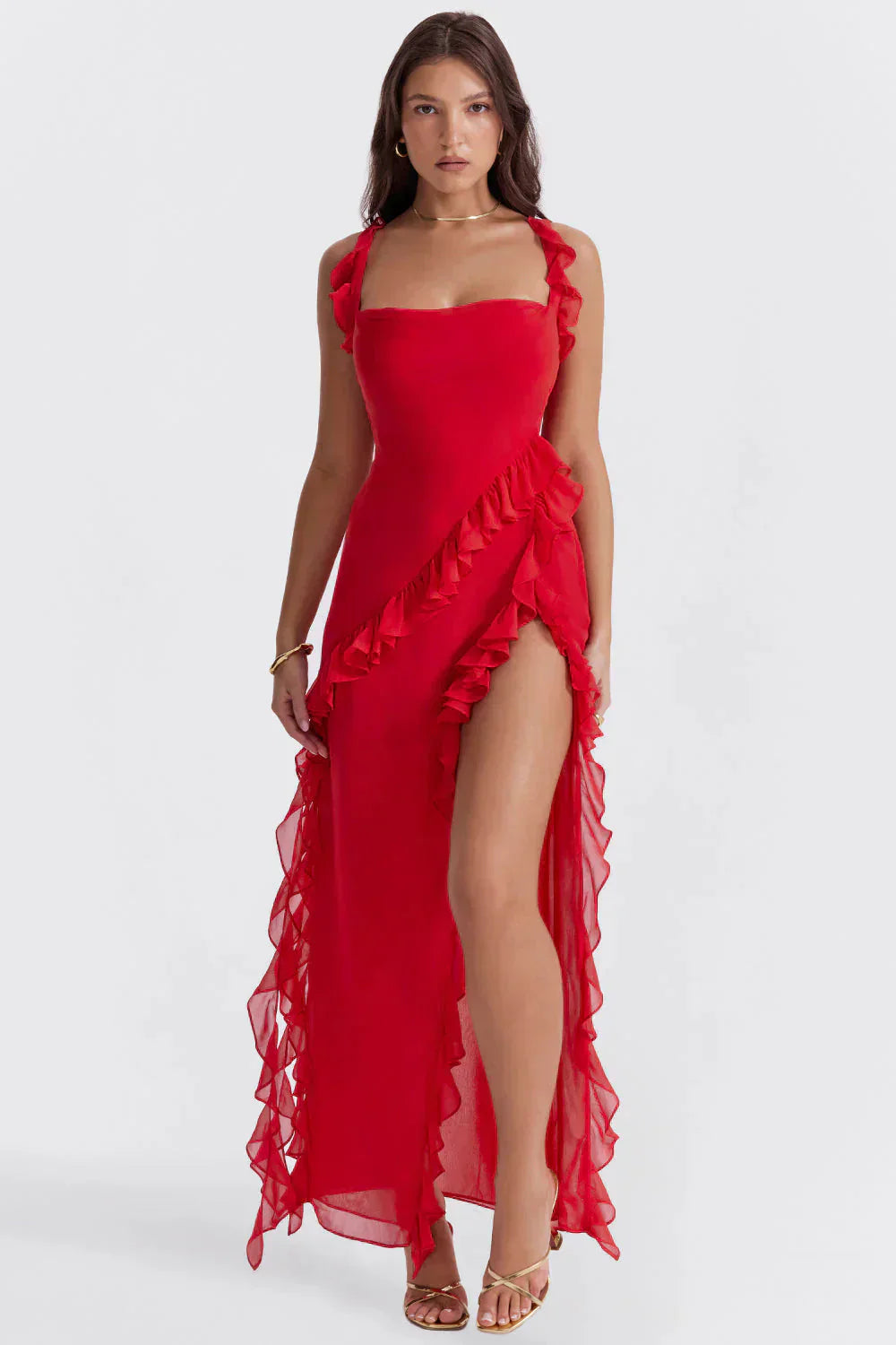 Rochia Valerie de Vară - Rochie Elegantă cu Fendă pentru Ocazii Stilate