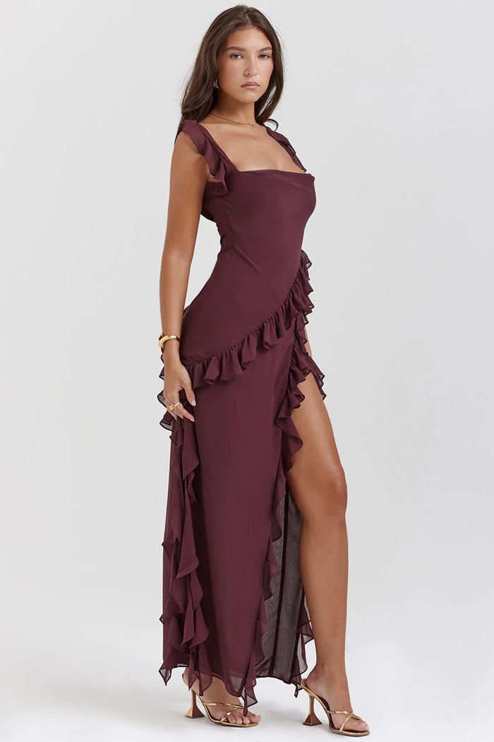 Rochia Valerie de Vară - Rochie Elegantă cu Fendă pentru Ocazii Stilate