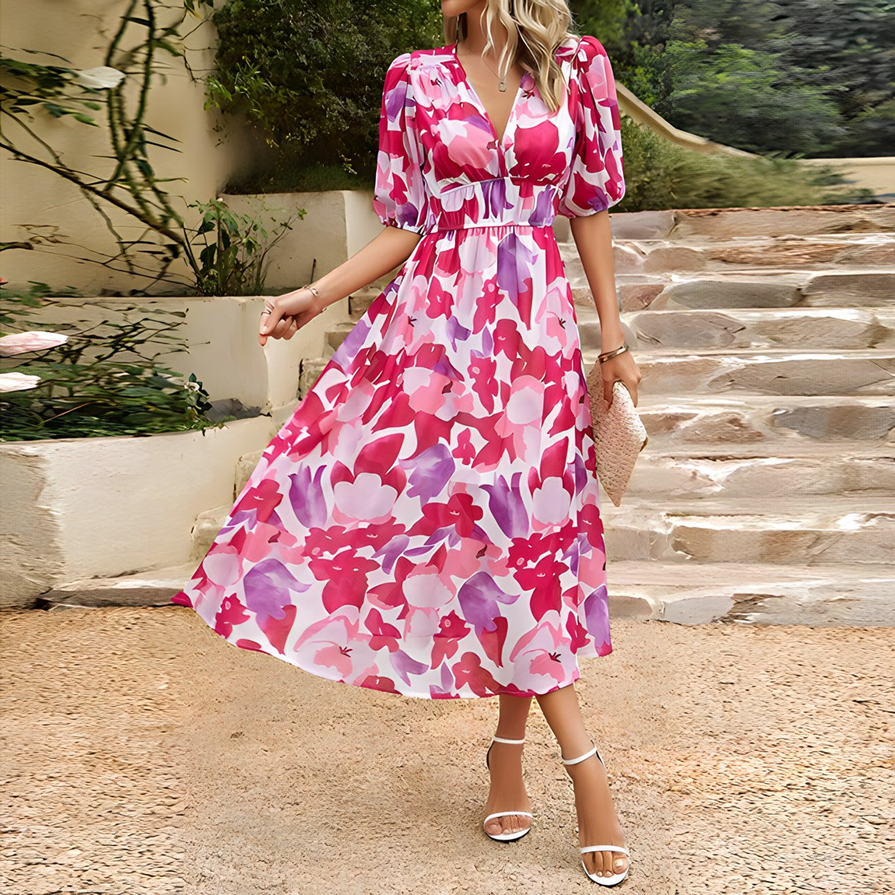 Jenny – Rochie midi cu decolteu în V